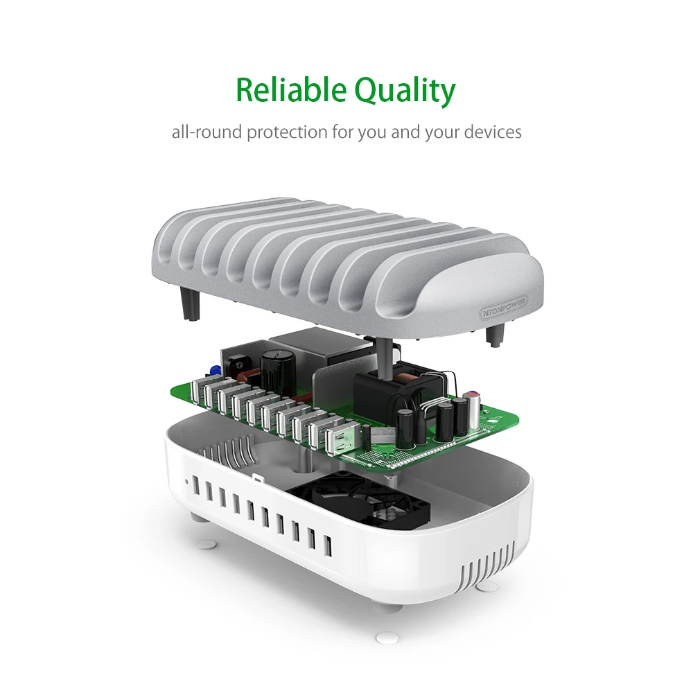 Настольная док-станция NTONPOWER с несколькими USB-портами и держателем для телефона 10