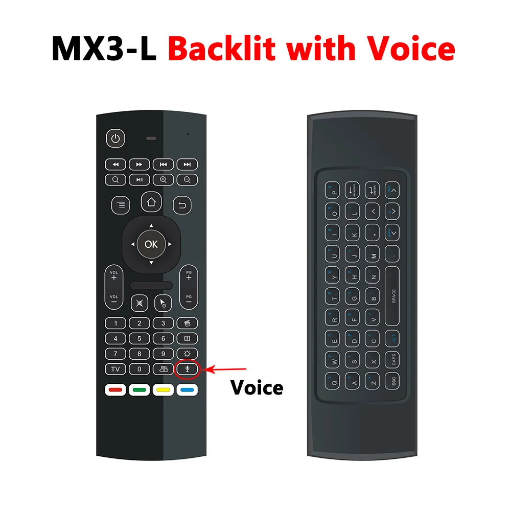 backlit with mic MX3 MX3-L с подсветкой Air mouse T3 умный пульт дистанционного управления 2,4G RF Беспроводная клавиатура для X96 tx3 mini A95X H96 pro Android tv Box - Цвет: backlit with mic