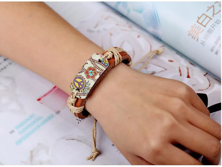 Новый мужской браслет унисекс цветной термопресс символ мира шарм Браслет