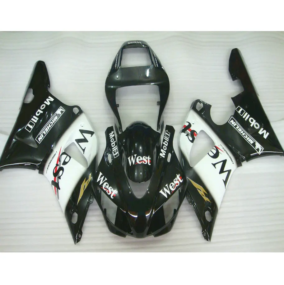 

ABS plastic motorcycle injection racing fairings kits for YAMAHA YZF R1 1998 1999 98 99 black west ABS fairing parts