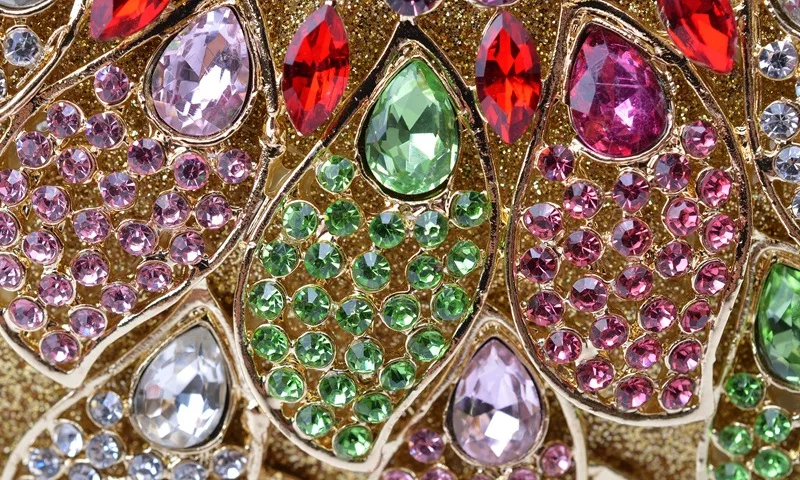 

XIYUAN Colorful Rhinestone Luxury Crystal Ladies Evening Bag Studded Diamante Gold Party Purse Pochette Banquet Clutch Bags