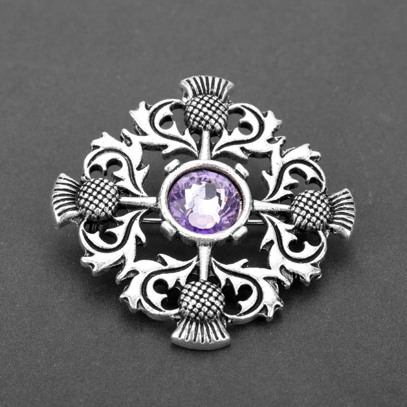 Outlander Jewelry Brooch Scotland National Flower Thistle Scottish Irish Brooch Pin Badge Pins for Women Men Party Gift