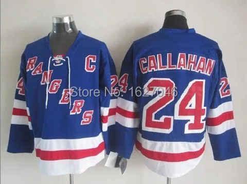 Free Shipping Men's New York Rangers Jerseys #24 Ryan Callahan Blue White Black Polyester Embroidery Logos | Спорт и развлечения
