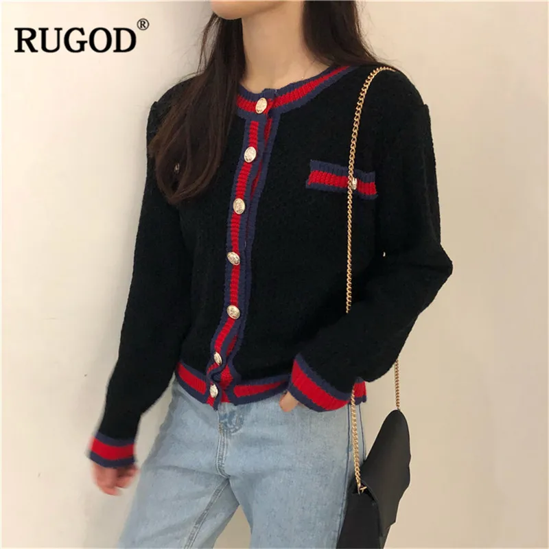 Женский винтажный кардиган RUGOD однотонный тонкий свитер в Корейском стиле теплая
