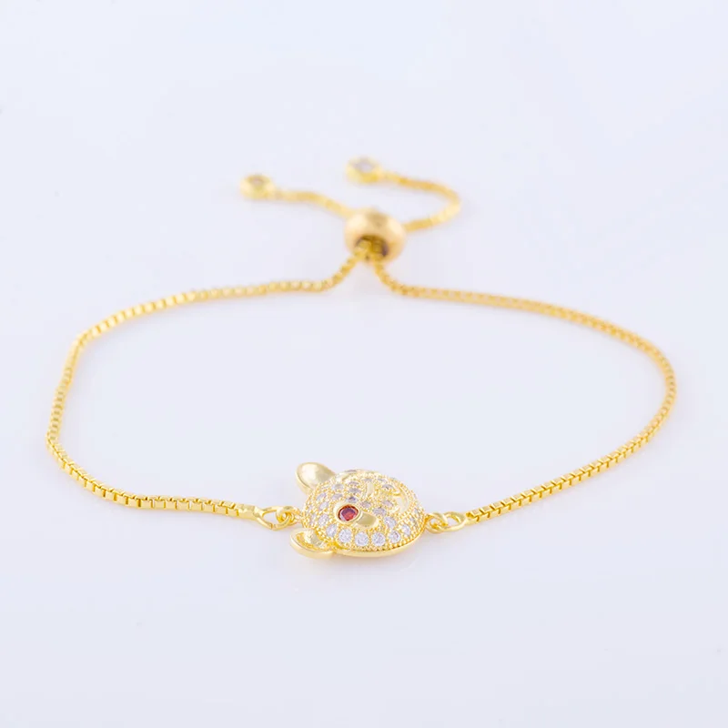 Милый микро проложить Циркон кристалл медведь ювелирный браслет ручной работы