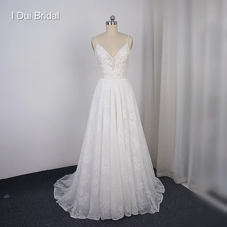 Платье на тонких бретельках в стиле бохо пляжное платье для свадьбы кружевное А