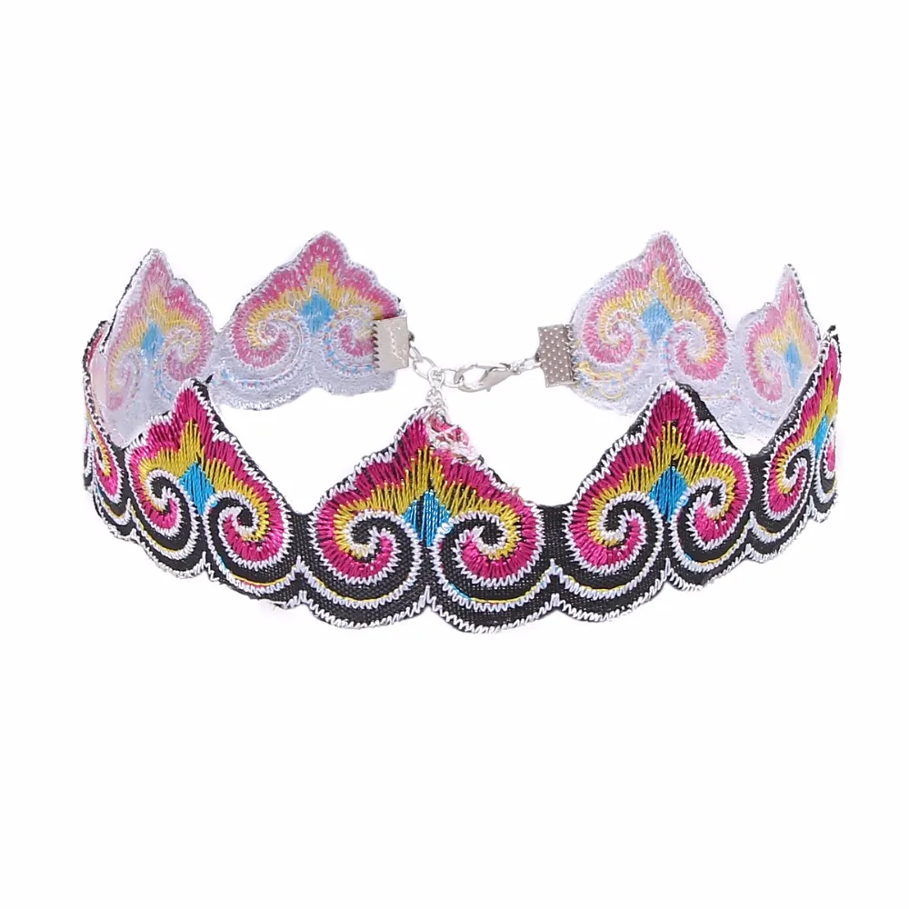 Four colors Embroidery Round Shape Charming Women Wonderful Choker Necklace Statement Gift 2017 New Arrival N4162 | Украшения и