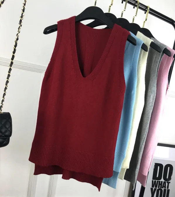 Neploe Autumn New Knitted Sweater Female Korean Loose V neck Sleeveless Preppy Style Wild Fashion Knitwear 65826 | Женская одежда
