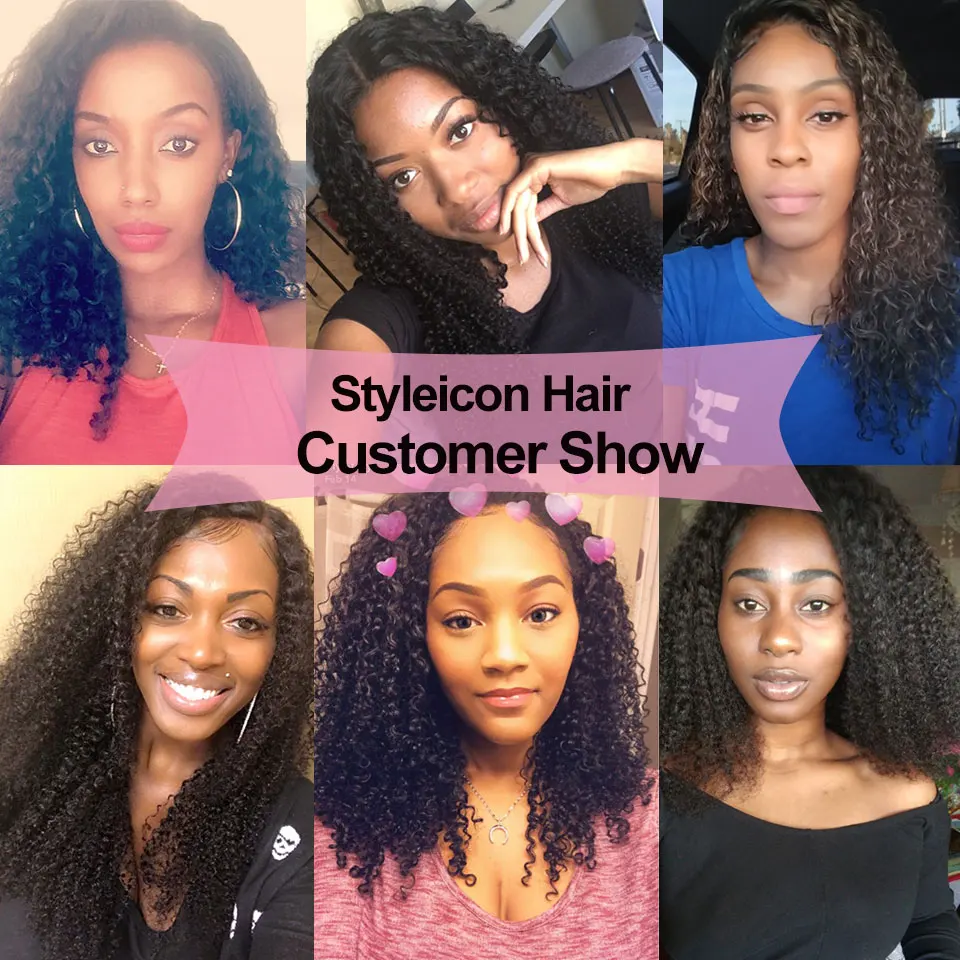 Styleicon курчавые пучки с закрытием вьющиеся человеческие волосы фронтальной