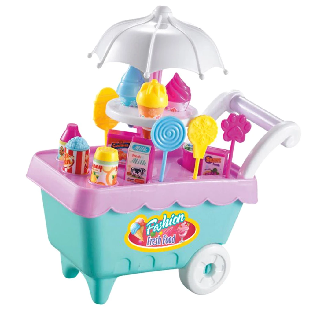 

19Pcs Plastic Ice Cream Store Playset Pretend Play Toy for Kids Toddlers Sweet Shop Pretend Role Play Toys Set