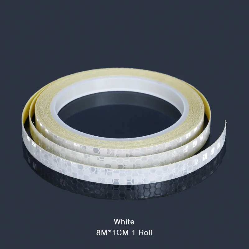White 1PC Deemount велосипедная световая Светоотражающая наклейка 8 м* 1 см светочувствительная прямая полоса отражатель визуальное Предупреждение Figments безопасный велосипед - Цвет: White 1PC