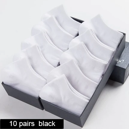 10 pairs white Летние тонкие высококачественные мужские короткие носки-башмачки, белые, 10 пар, фирменные, деловые, для отдыха, без шоу, носки-лодочки, 100 хлопок - Цвет: 10 pairs white