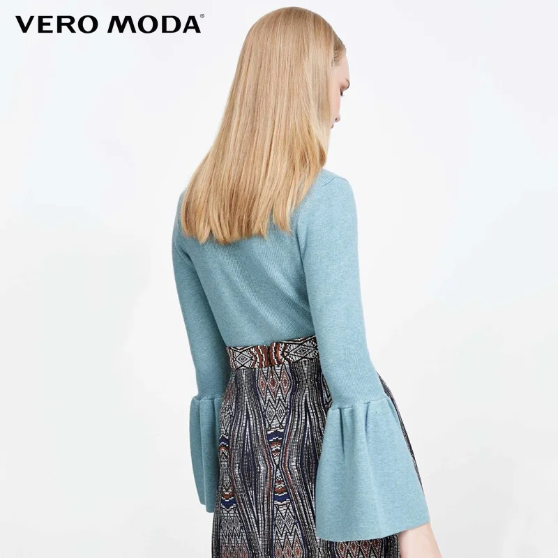 Veromoda Брендовые женские вязаные свитера с отложным воротником и расклешенными
