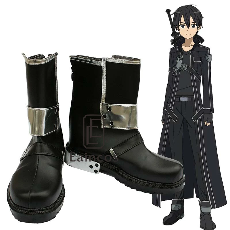 Аниме меч искусство онлайн Kirigaya Kazuto/Kirito Косплей Вечеринка обувь черные сапоги на