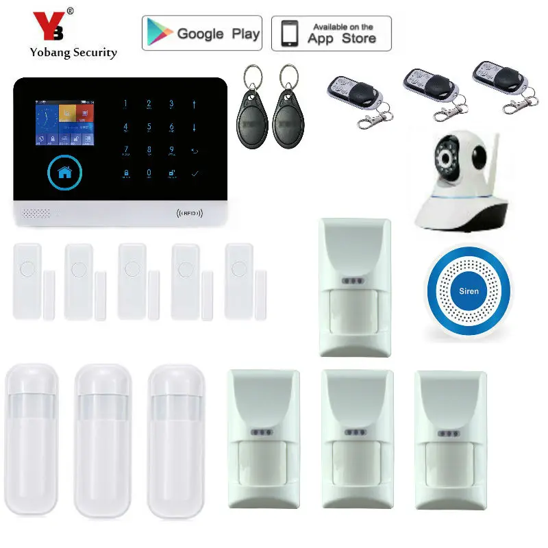 Yobang Security WIFI Gsm Alarm Systems WIFI+GSM+GPRS Wifi Automation GSM System Home Protection pet-immunity PIR motion | Безопасность и