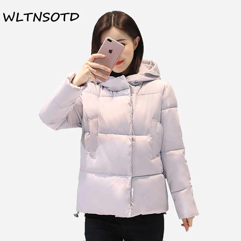 Осень 2017 г. новые зимние женские короткие свободные парки с капюшоном утолщение