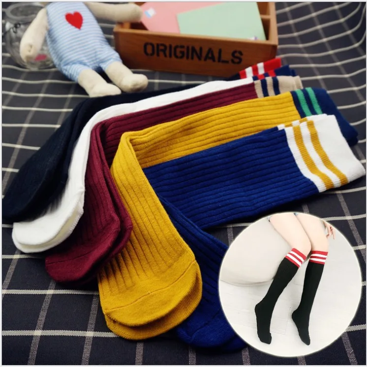 Милое Полосатое платье Демисезонный детские носки Хлопковые гольфы для