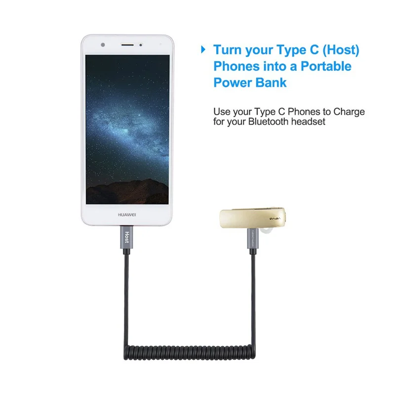 Кабель USB C к Micro спиральный кабель Type B OTG совместимый с устройствами Pixel XL 2 и