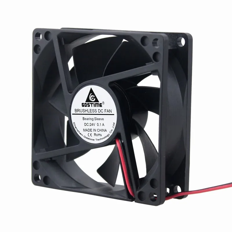 Gdstime 5 Pcs 80mm*80mm*25mm DC 24V Brushless Cooling Fan 80mm x 25mm Ventilator PC Case CPU Computer Cooler 8025 8cm 2Pin | Компьютеры и