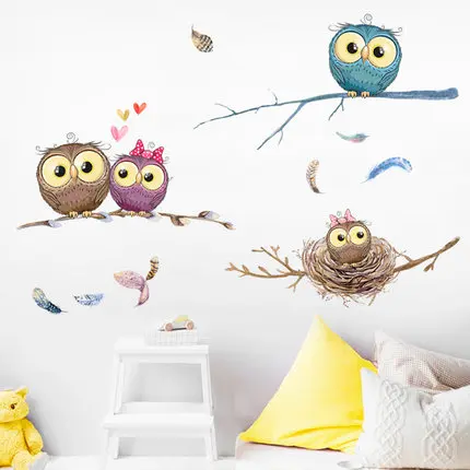 

Lovely Night Owl Kids Rooms Home Decor Poster Vinyl Wall Sticker Cartoon Animal Baby Bedroom Nursery Decoration Wallpaper
