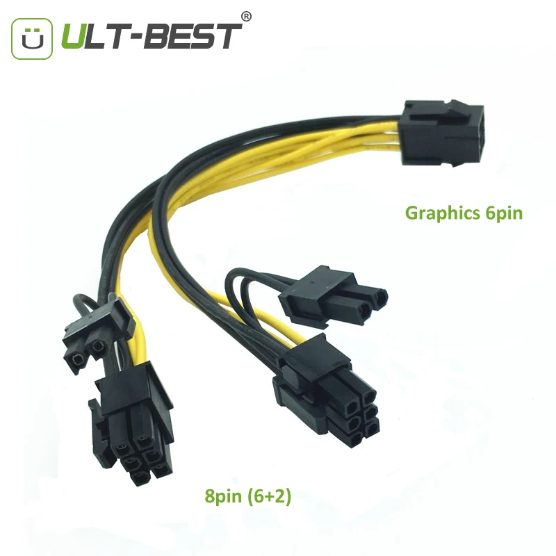 Кабель ult best PCI E PCIE 6p мама двойной 8pin 6 + 2 Male GPU видеокарта УДЛИНИТЕЛЬ шнур для