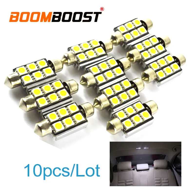 10 шт. 6SMD 36 мм 5050 Festoon COB светодиодный автомобильный светильник номерного знака для