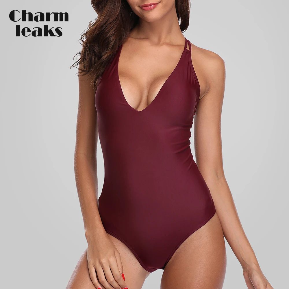 Женский слитный купальник Charmleaks на бретельках купальный костюм с перекрещенными