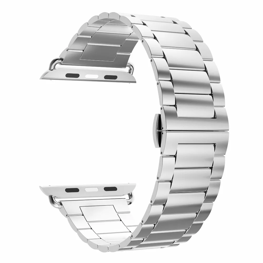 Ультра тонкий 2,0 мм сменный ремешок из нержавеющей стали, совместимый с Apple Watch Series 4/3/2/1 - Цвет ремешка: Silver