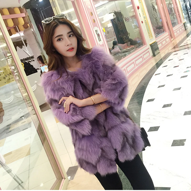 AR 2017 hot new winter women real fox fur coat female warm outwear high quality genuine free shiping | Женская одежда