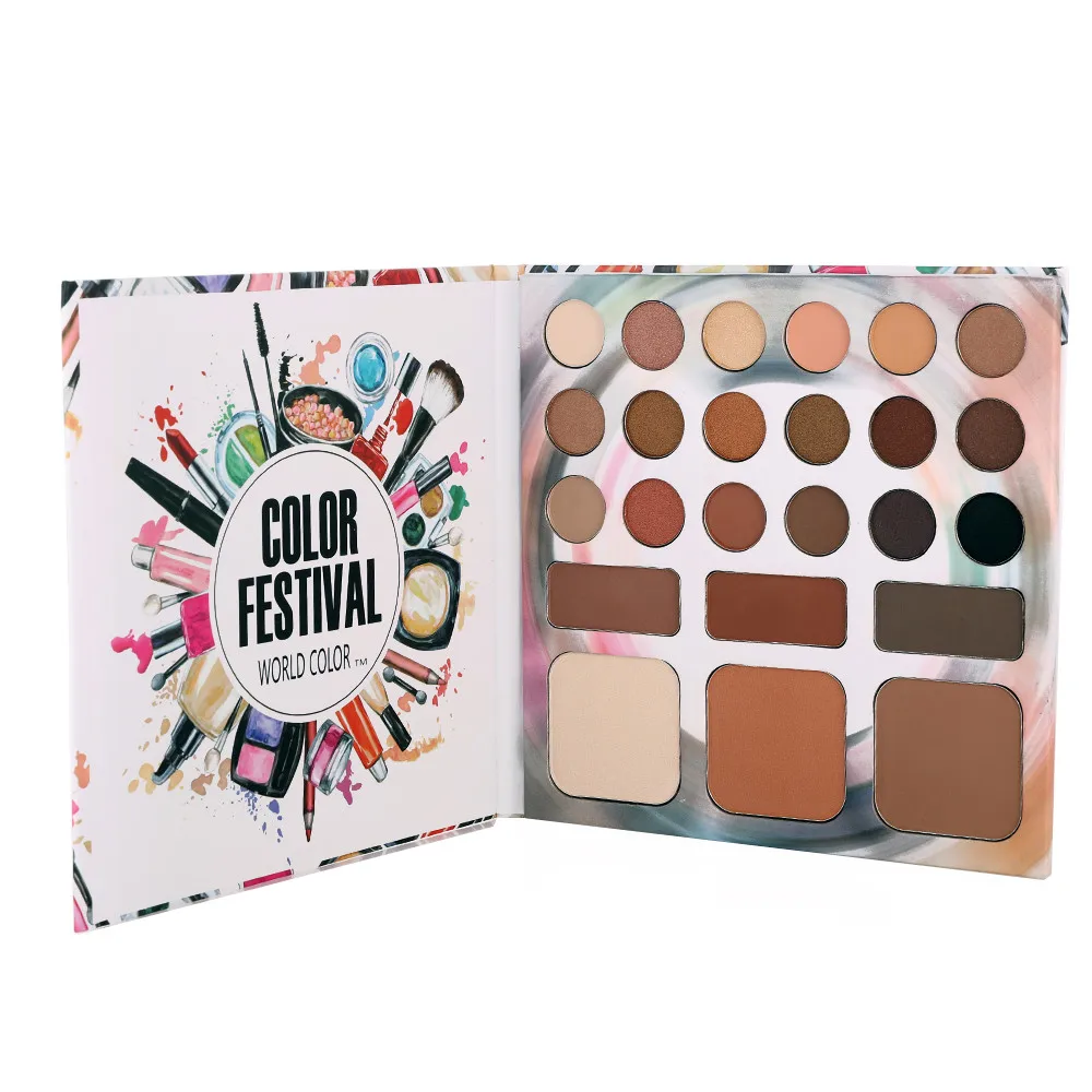 Мир цвет 24 Пигмент Богатые матовые тени для век затенение мощность и хайлайтер