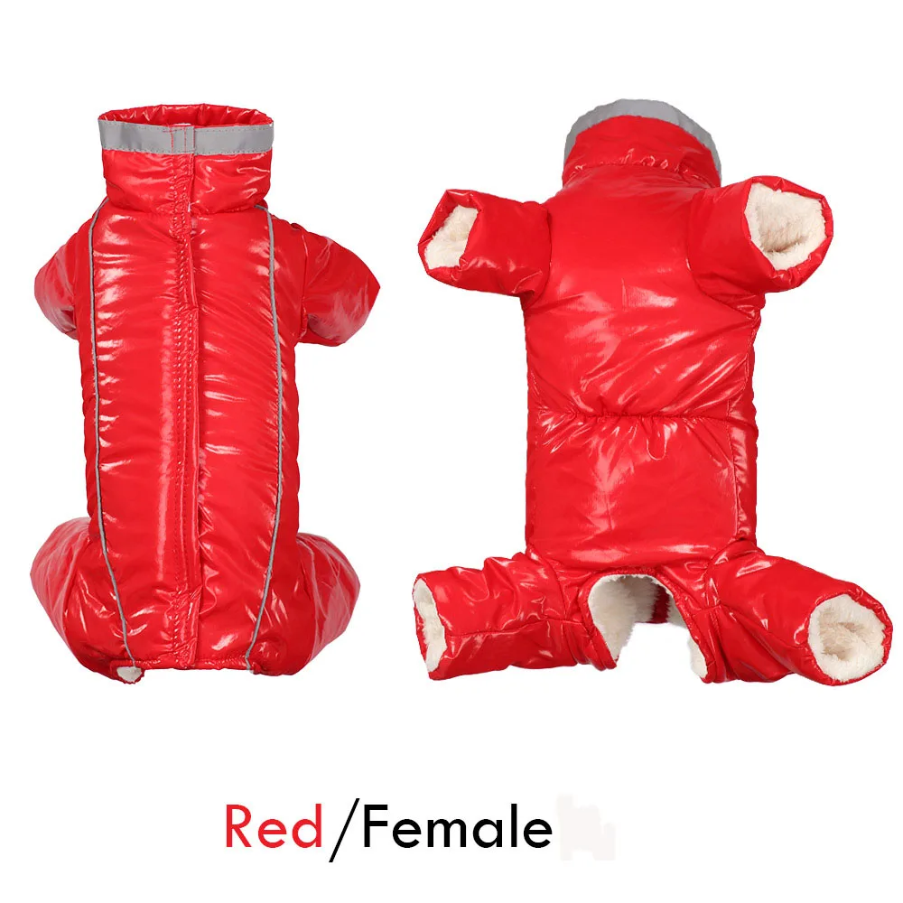 Female red 1 шт., прочная мягкая одежда для собак, Зимний водонепроницаемый теплый пуховик для собак, светоотражающий комбинезон для мальчиков/девочек, маленькое домашнее животное чихуахуа - Цвет: Female red