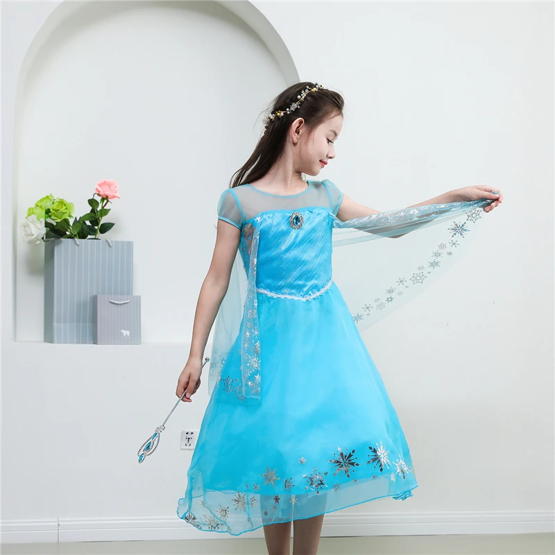 Нарядное платье Снежной Королевы для девочек принцессы Эльзы Детские платья