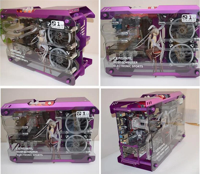 DIY полностью алюминиевый сплав PC игровая подставка из закаленного стекла MATX водяное охлаждение компьютерное шасси gamer gabinete computador