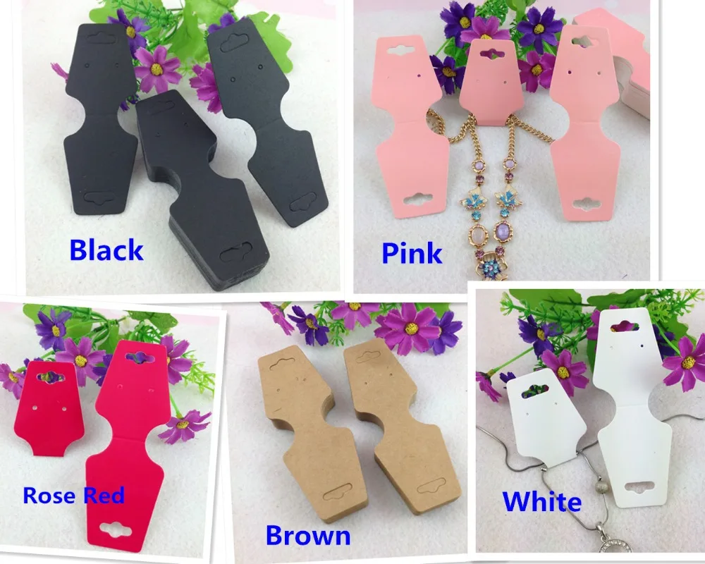 

1000pcs 12*4.5cm Kraft paper jewelry cards Brown Color Necklace Cards Blank paper Jewelry cards Display Card Accept custom logo