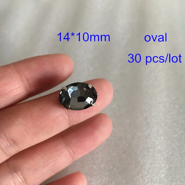 10X14mm oval Различные формы кристалла серого стекла шить на бусинке, граненые плоские задние бусины для украшения одежды, швейные изделия - Цвет: 10X14mm oval