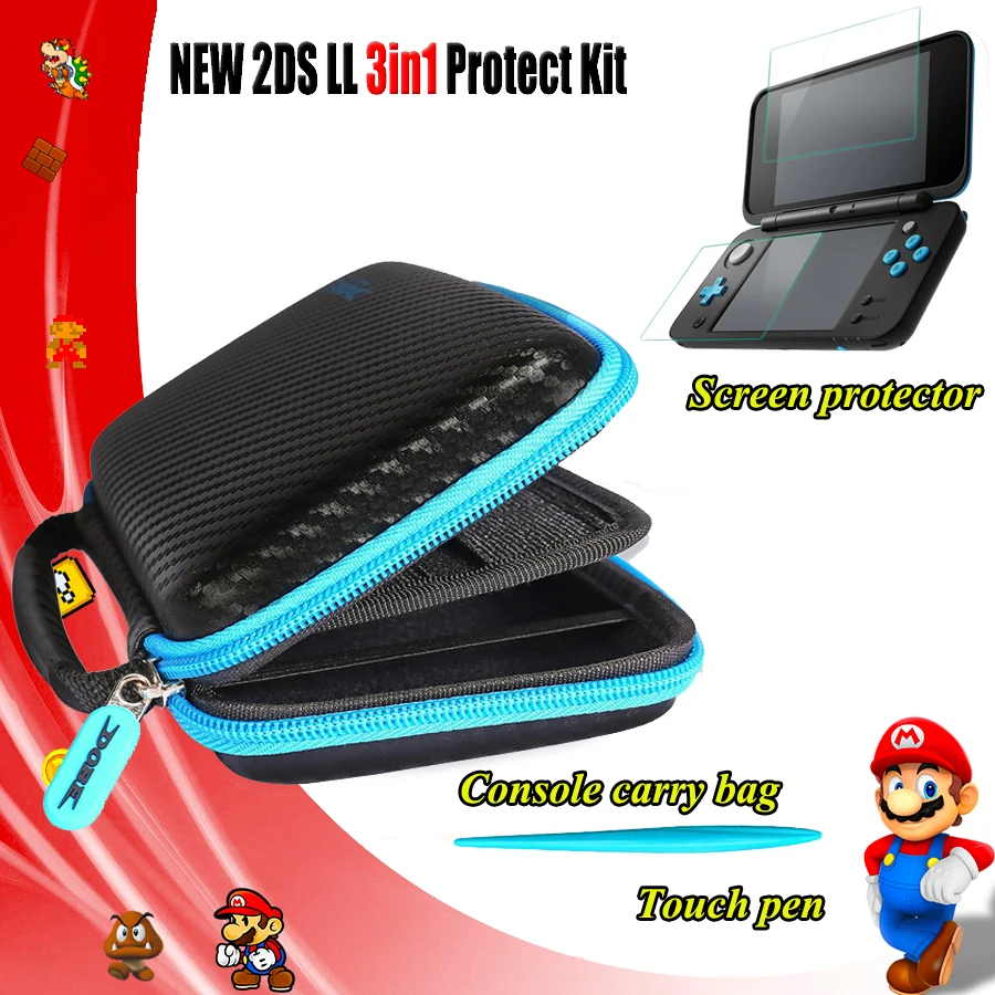 Nand 2DS LL/XL 2 протектор экрана EVA Защитная Жесткая Сумка для хранения и транспортировки чехол 1 точ Ручка для nintendo аксессуары игры