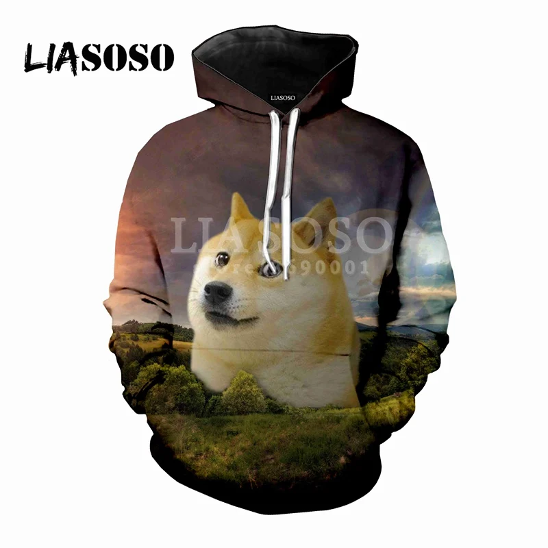 LIASOSO прикольные shiba Inu Doge собака уход за кожей лица 3D принт Для женщин Для мужчин Толстовки с капюшоном толстовки пуловер свободного покроя в стиле «хип-хоп» X0485 - Цвет: 1