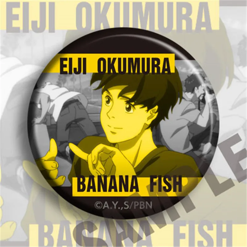 12 шт. аниме банановая рыбы золы персонаж для костюмированной вечеринки Pin кнопка