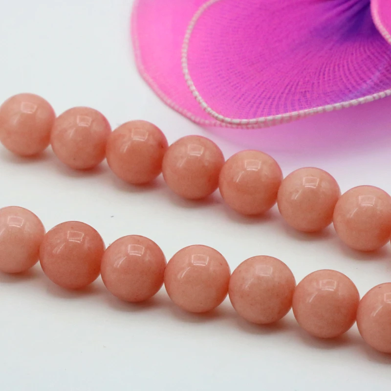 

Discounts!Round shape pink chalcedony loose beads 10mm 15" DIY stone accessory women jewelry making design