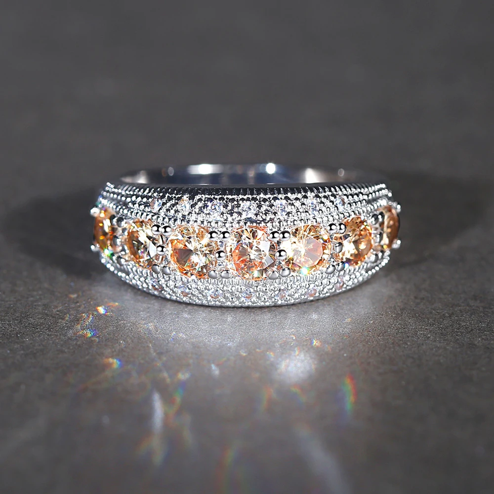 Классическое роскошное кольцо из серебра 925 пробы с простым желтым камнем DLFTJOYV |