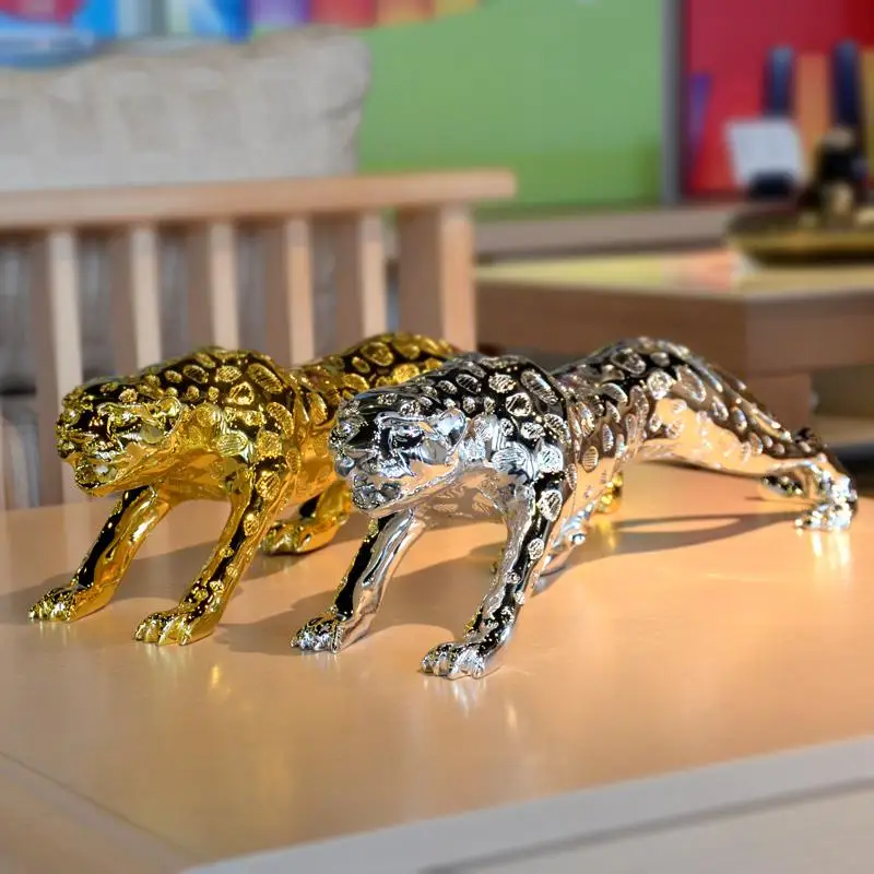 Статуэтки животных статуэтка леопарда из смолы искусственные поделки украшения