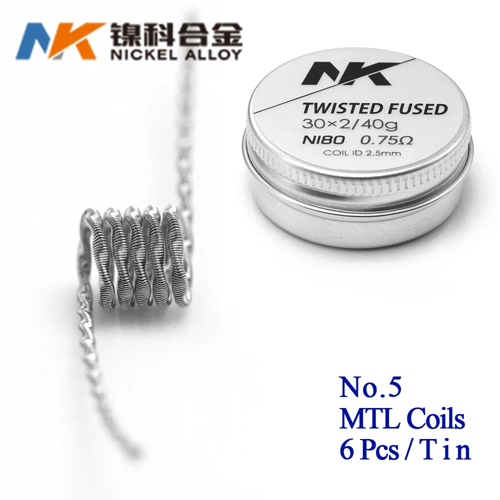 NK сверхтонкий MTL DIY Готовые катушки Ni80/A1/SS316L плавленый clapton для manta mtl RTA