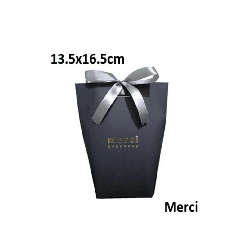 13.5x16.5cm merci 2/5/10/20/50 шт высококлассные черный, белый цвет бронзового цвета "," конфетная сумка "спасибо" коробка для свадебного подарка посылка День рождения пользу - Цвет: 13.5x16.5cm merci