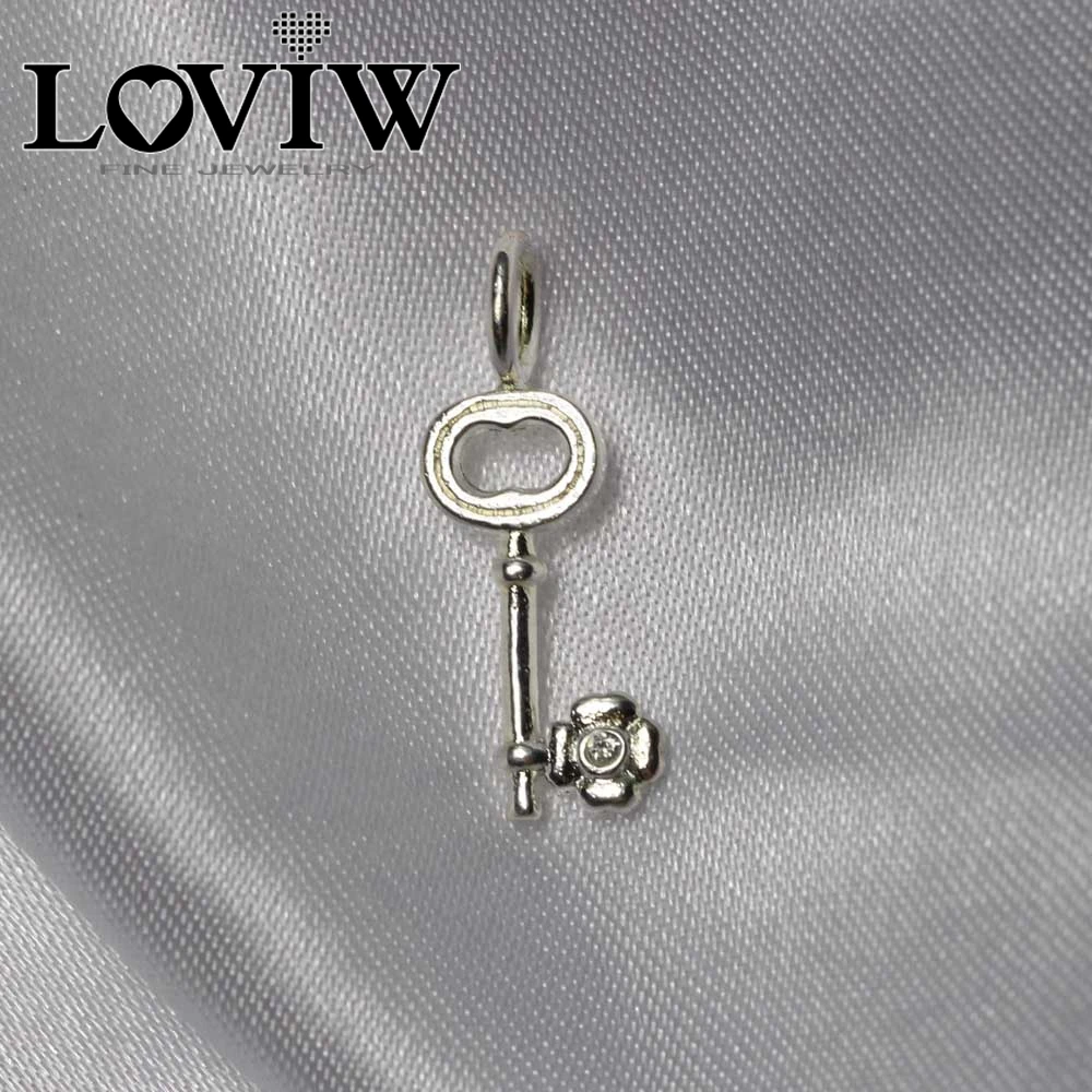 Женский кулон в виде ключа клевера серебро 925 пробы цирконий|zirconia pendant|zirconia necklace |