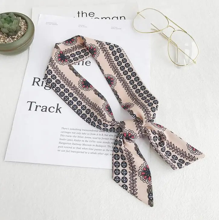 yishine New Women Small Silk Scarf Letter Plaid Striped Prints Headwear Handle Bag Ribbon Brand Scarves Fashion Decorative |