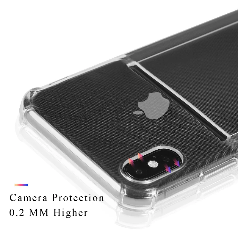 Силиконовый чехол для iPhone X 6 Plus XS Max прозрачный Карманный карт 6S 7 8 10 XR с подушкой