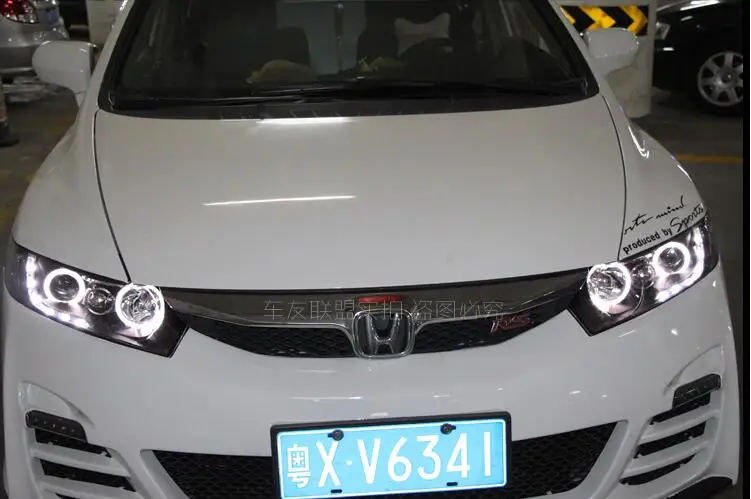 Hireno фары для 2006-2011 Honda Civic передних фар сборки светодиодный DRL ангел объектив двойной луч ксеноновые 2 шт