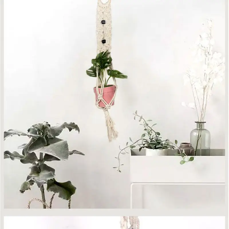 Exquisite Bohemian Tapestry Hanging Basket Pendant Cotton Simple Wall Decoration Flower Pot Mesh Restaurant Bar | Дом и сад