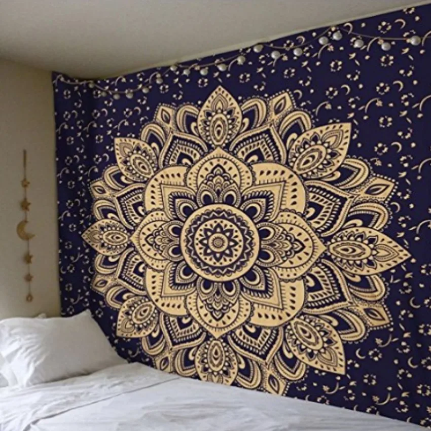 Черно-белый тканевый гобелен в богемном стиле многофункциональный скатерть с