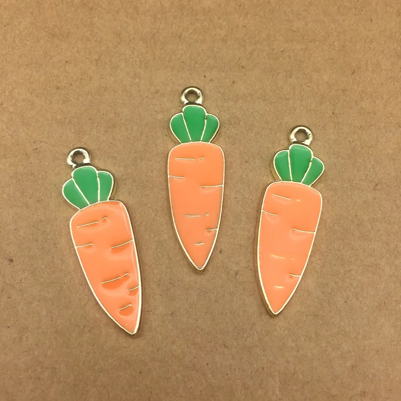 10pcs 12x37mm Alloy metal accessories enamel vegetable carrot charms Pendant for Necklace Earrings hanging handmade DIY material | Украшения